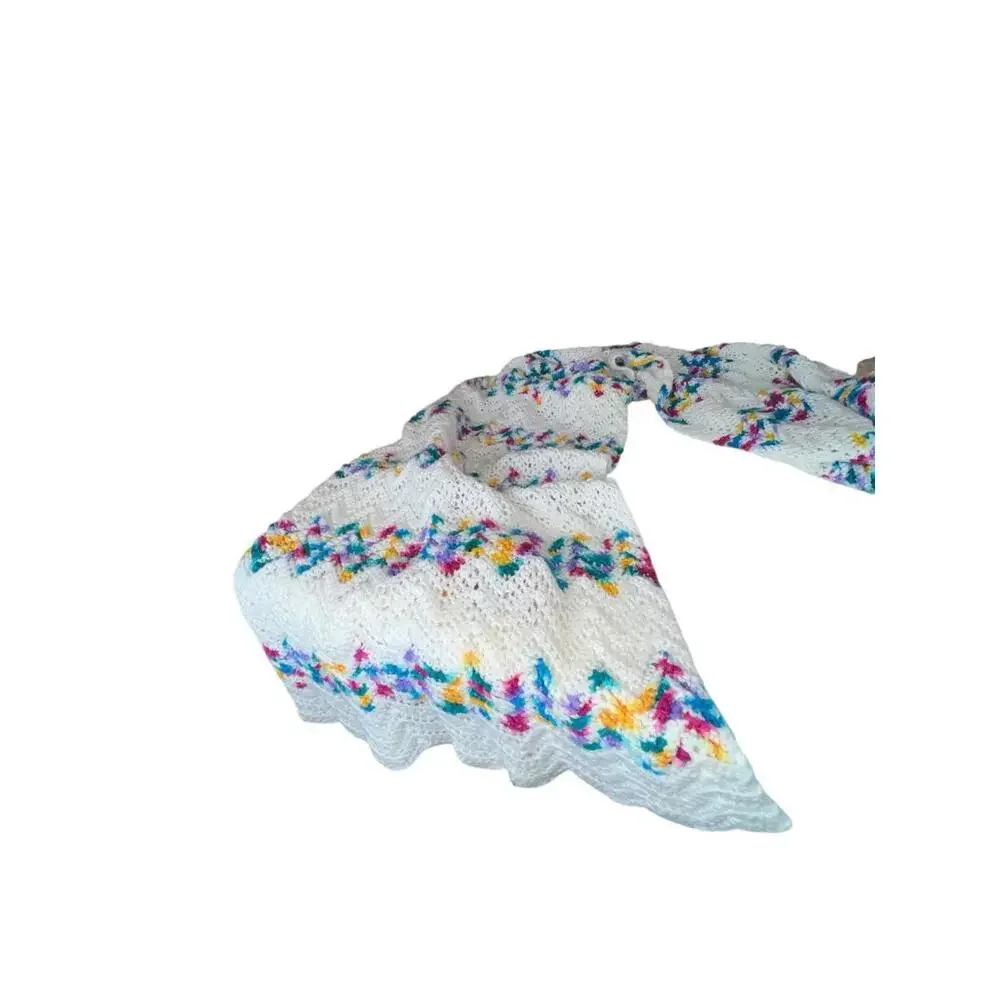 Vintage Handmade Crochet Zig Zag Ripple Afghan‎ Blanket 70x40